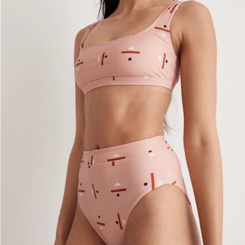 Madewell x Caroline Z Hurley Balconette Bikini Top&Bottom Abstract Alpha NEW NWT